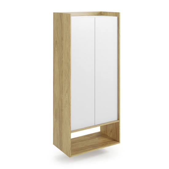 MOBIUS BOOKCASE 2D korpuss: dabisks hikors, fasādes - Alpu balts (2p=1gab)