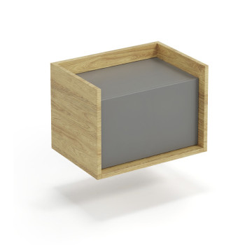 MOBIUS LOW CABINENET 1D korpuss: dabīgs hikors, priekšpuses - putekļaini pelēkas 