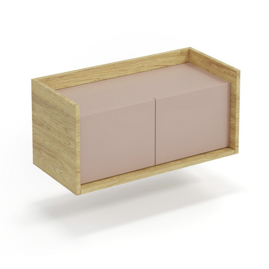 MOBIUS LOW CABINET 2D korpuss: dabīgs hikorijs, fasādes - antīki rozā (1p=1gab)