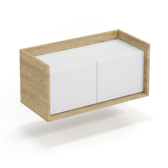MOBIUS LOW CABINET 2D korpuss: dabisks hikors, fasādes - Alpu balts (1p=1gab)