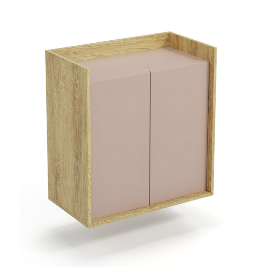 MOBIUS CABINET 2D korpuss: dabīgs hikorijs, fasādes - antīki rozā (1p=1gab)