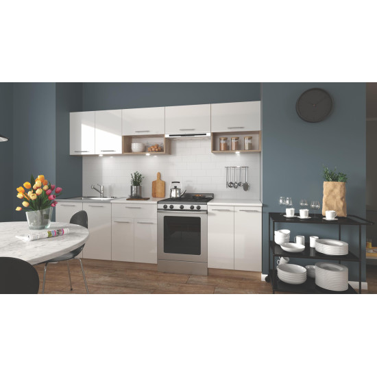Кухонный гарнитур VIOLA 260 корпус: дуб сонома, фасады: белый глянец Кухонный гарнитур VIOLA 260 корпус: дуб сонома, фасады: белый глянец