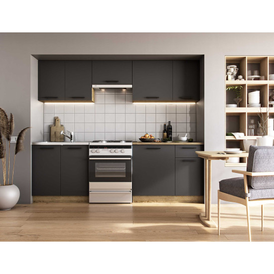 Кухонный гарнитур DARIA 240 см., корпус: крафтовый дуб, фасады: антрацит Кухонный гарнитур DARIA 240 см., корпус: крафтовый дуб, фасады: антрацит