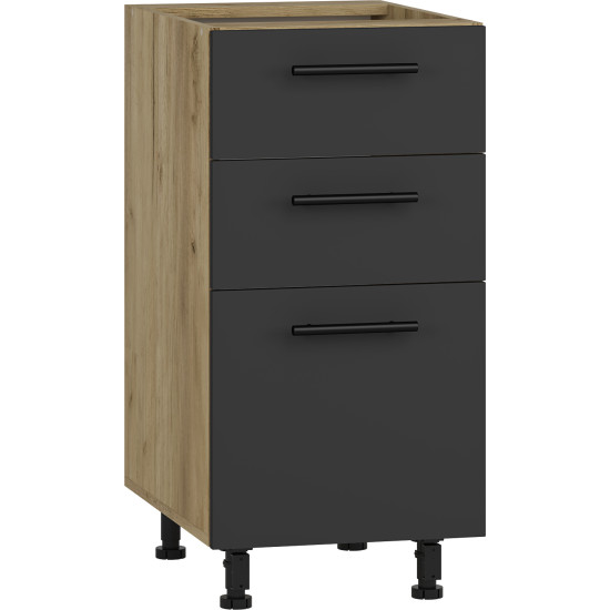 VENTO D3S-40/82 нижний шкаф с ящиками, механизм Hettich, фасад: антрацит (1п=1шт) VENTO D3S-40/82 нижний шкаф с ящиками, механизм Hettich, фасад: антрацит (1п=1шт)