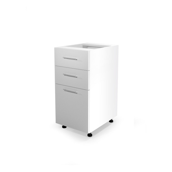 VENTO D3S-40/82 тумба нижняя с ящиками, фасад с механизмом Hettich: белый (1п=1шт)