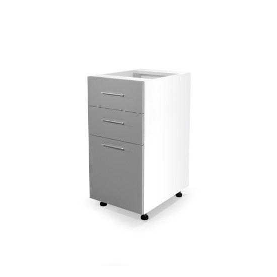 VENTO D3S-40/82 тумба нижняя с ящиками, механизм Hettich, фасад: светло-серый (1п=1шт)