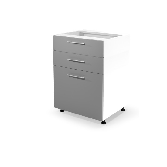 VENTO D3S-60/82 тумба нижняя с ящиками, механизм Hettich, фасад: светло-серый (1п=1шт) VENTO D3S-60/82 тумба нижняя с ящиками, механизм Hettich, фасад: светло-серый (1п=1шт)