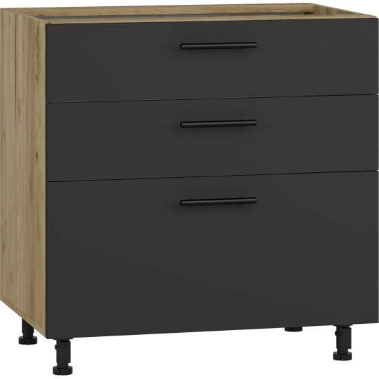 VENTO D3S-80/82 нижний шкаф с ящиками, механизм Hettich, фасад: антрацит (1п=1шт) VENTO D3S-80/82 нижний шкаф с ящиками, механизм Hettich, фасад: антрацит (1п=1шт)