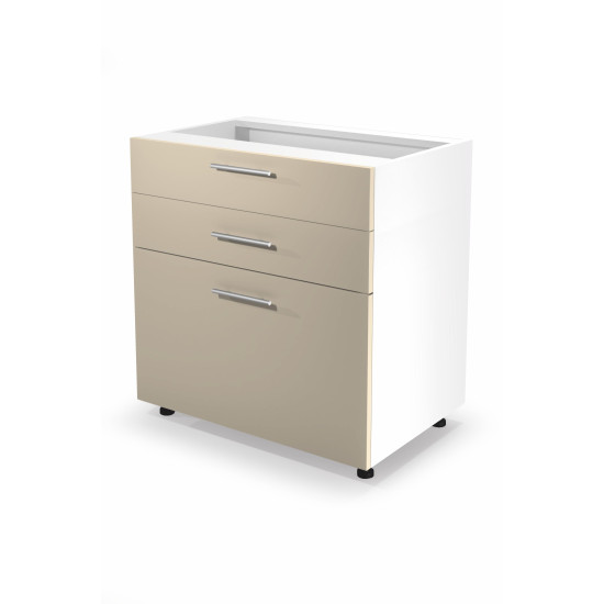 VENTO D3S-80/82 тумба нижняя с ящиками, фасад с механизмом Hettich: бежевый (1п=1шт)