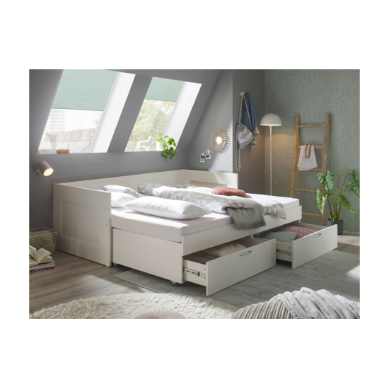 Saliekamā gulta ar atvilktni balta 900/1800x200 Saliekamā gulta ar atvilktni balta 900/1800x200