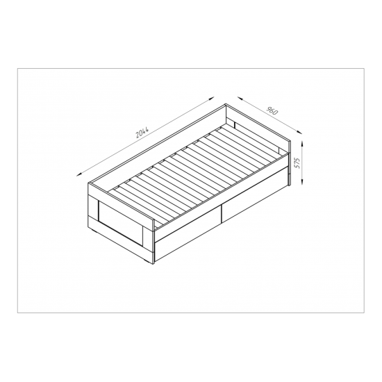Saliekamā gulta ar atvilktni balta 900/1800x200 Saliekamā gulta ar atvilktni balta 900/1800x200