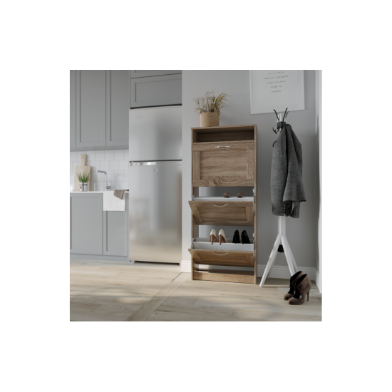 Smart apavu plaukts ar 3 nodalījumiem Sonoma Oak (SM-44) Smart apavu plaukts ar 3 nodalījumiem Sonoma Oak (SM-44)