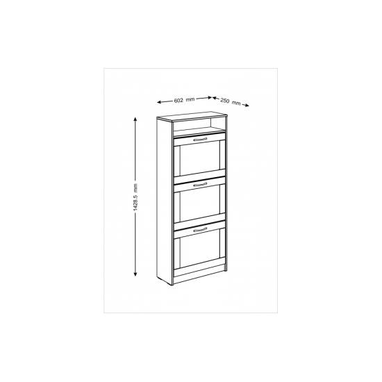 Apavu skapis ar 3 nodalījumiem SMART (SM-44) baltā krāsā Apavu skapis ar 3 nodalījumiem SMART (SM-44) baltā krāsā