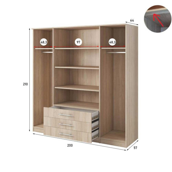 Skapis SZANTAL 4D Sonoma ozols Skapis SZANTAL 4D Sonoma ozols