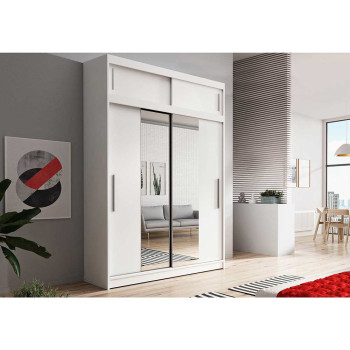 Idzczak Laiendusega riidekapp VESTA 01 150 cm valge + peegelvalge LED profiil 150 Idzczak Laiendusega riidekapp VESTA 01 150 cm valge + peegelvalge LED profiil 150
