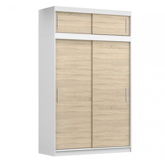 Idzczak Skapis-kupeja ar antresolu VESTA 04 150 cm Baltā + sonoma ozols
