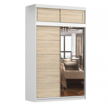 Idzczak Pikendusega riidekapp VESTA 05 150 cm Sonoma tamm + peegelvalge LED profiil 150 Idzczak Pikendusega riidekapp VESTA 05 150 cm Sonoma tamm + peegelvalge LED profiil 150