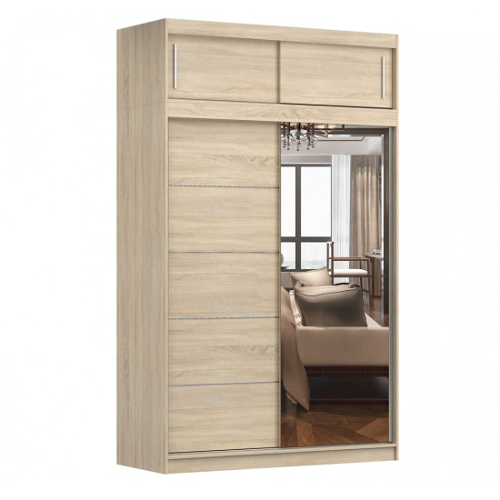 Idzczak Skapis-kupeja ar antresolu VESTA 05 150 cm Sonoma Ozols + Spogulis Sonoma ozols Idzczak Skapis-kupeja ar antresolu VESTA 05 150 cm Sonoma Ozols + Spogulis Sonoma ozols