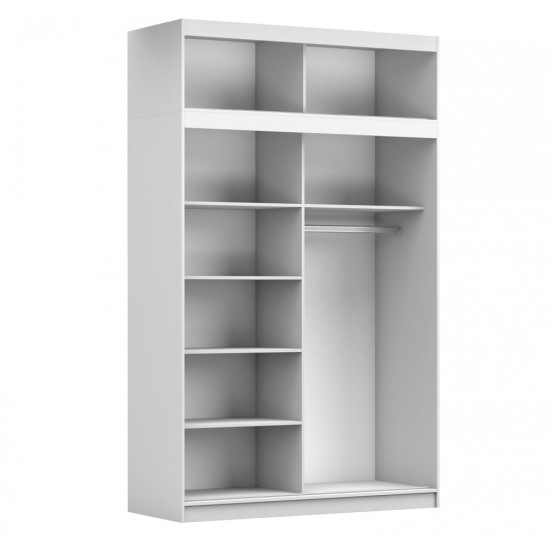 Skapis ar bīdāmām durvīm un antresoli VESTA 05 (150 cm) balts / balts Skapis ar bīdāmām durvīm un antresoli VESTA 05 (150 cm) balts / balts