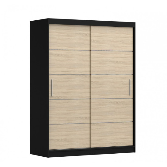 Idzczak Skapis-kupeja VISTA 06 150 cm  melns + sonoma ozols