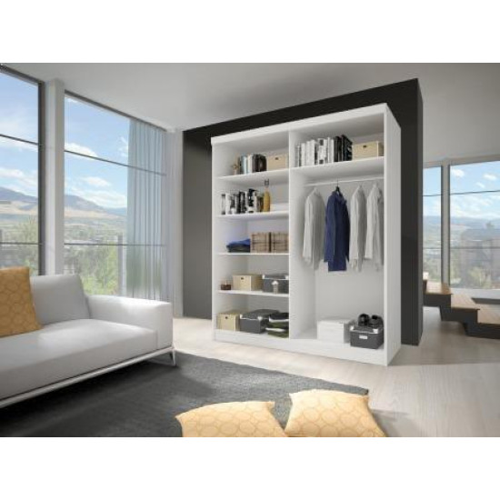 Skapis ar bīdāmām durvīm  VISTA 06 (150 cm)  balts / sonoma ozols